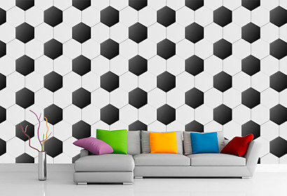 Fototapeta Futbalový vzor opakovaný vzor futbal čierna biela black white šesťuholník hexagon